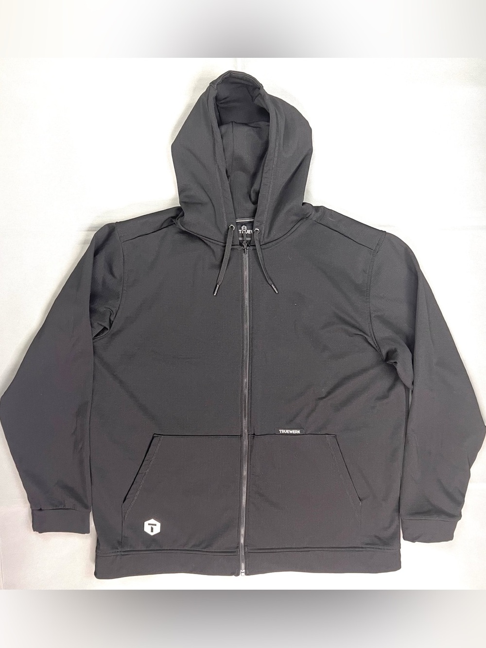 TRUEWERK M1 Full Zip Hoodie Mens XXL Waffle Knit Workwear Black